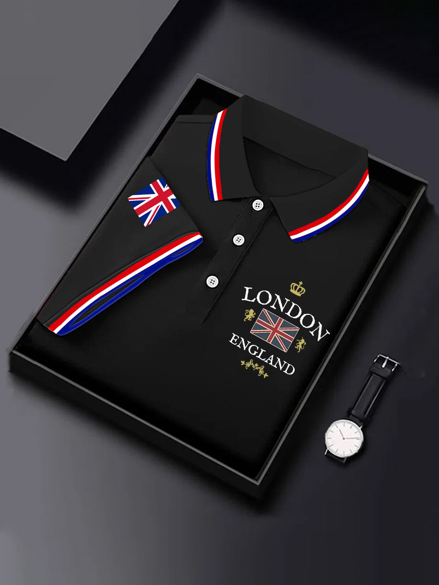 Men's UK Flag London Print Casual Top