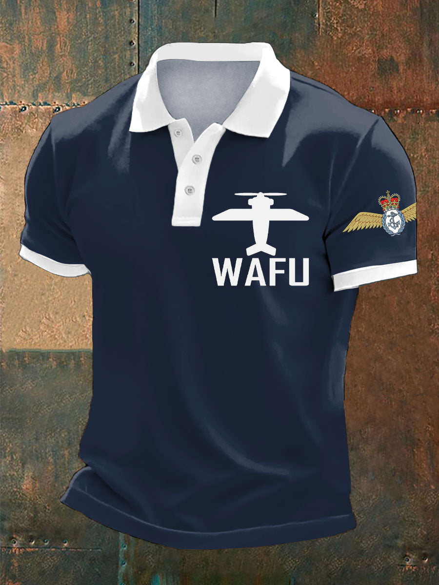 Men's Navy Veteran FAA Printed Casual Tops
