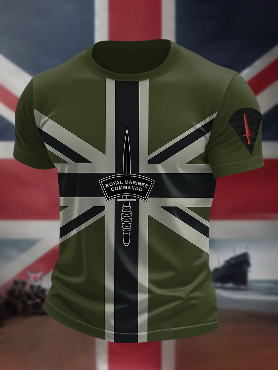 Men's Navy Veteran Marines Commando  Printed T-shirt