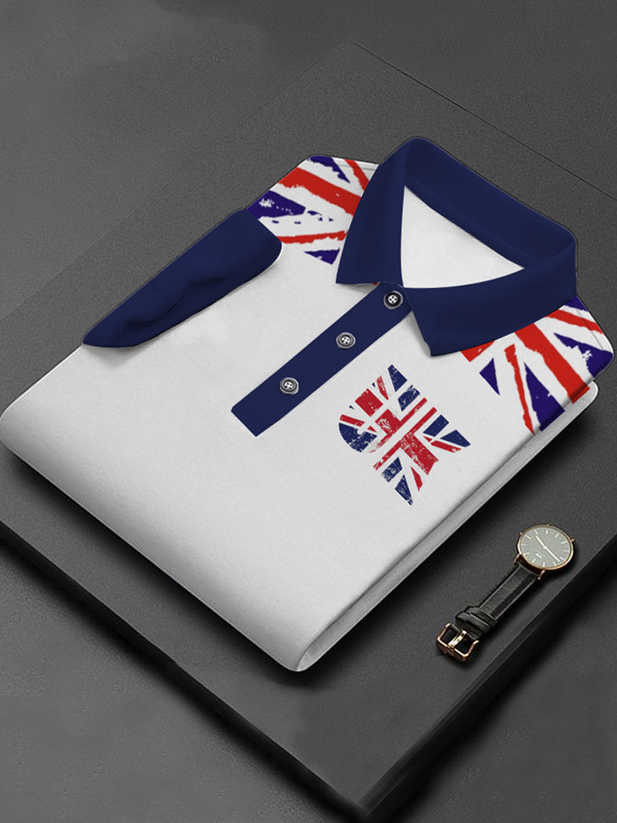 Men's United Kingdom Flag Business Style Short Sleeve Shirt