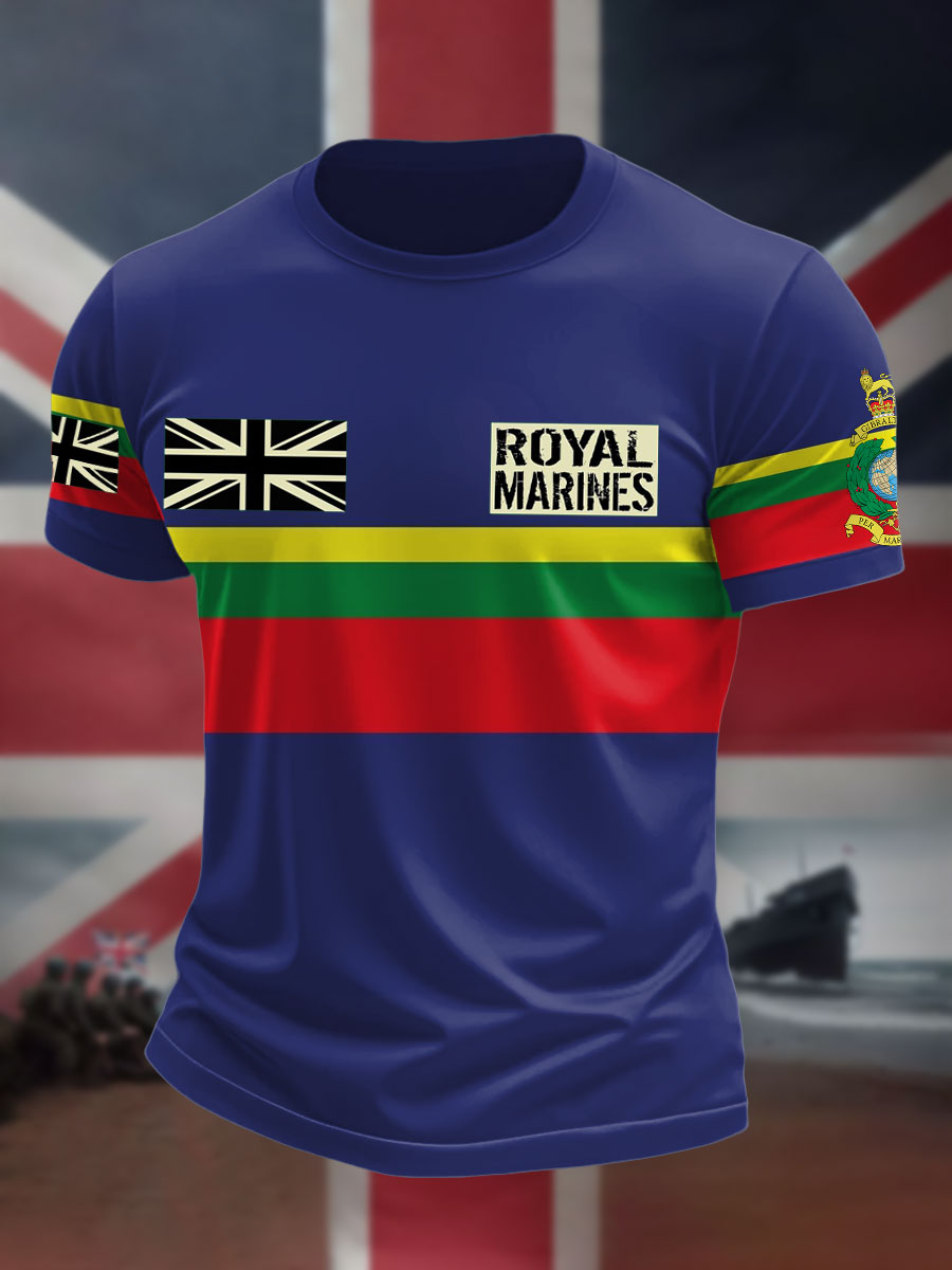 Men's Navy Veteran Marines Commando Printed T-shirt