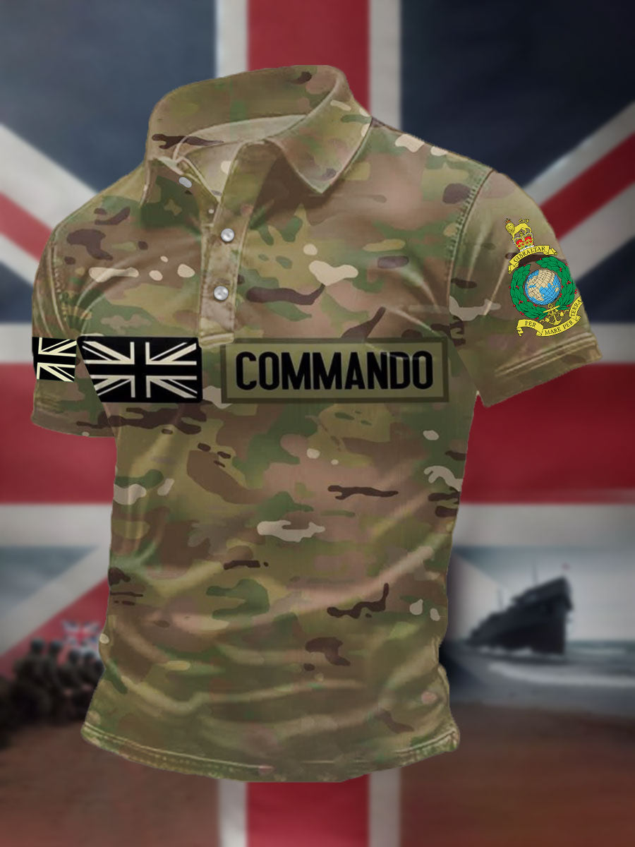 Men's Navy Veteran Marines Commando Printed Casual Tops