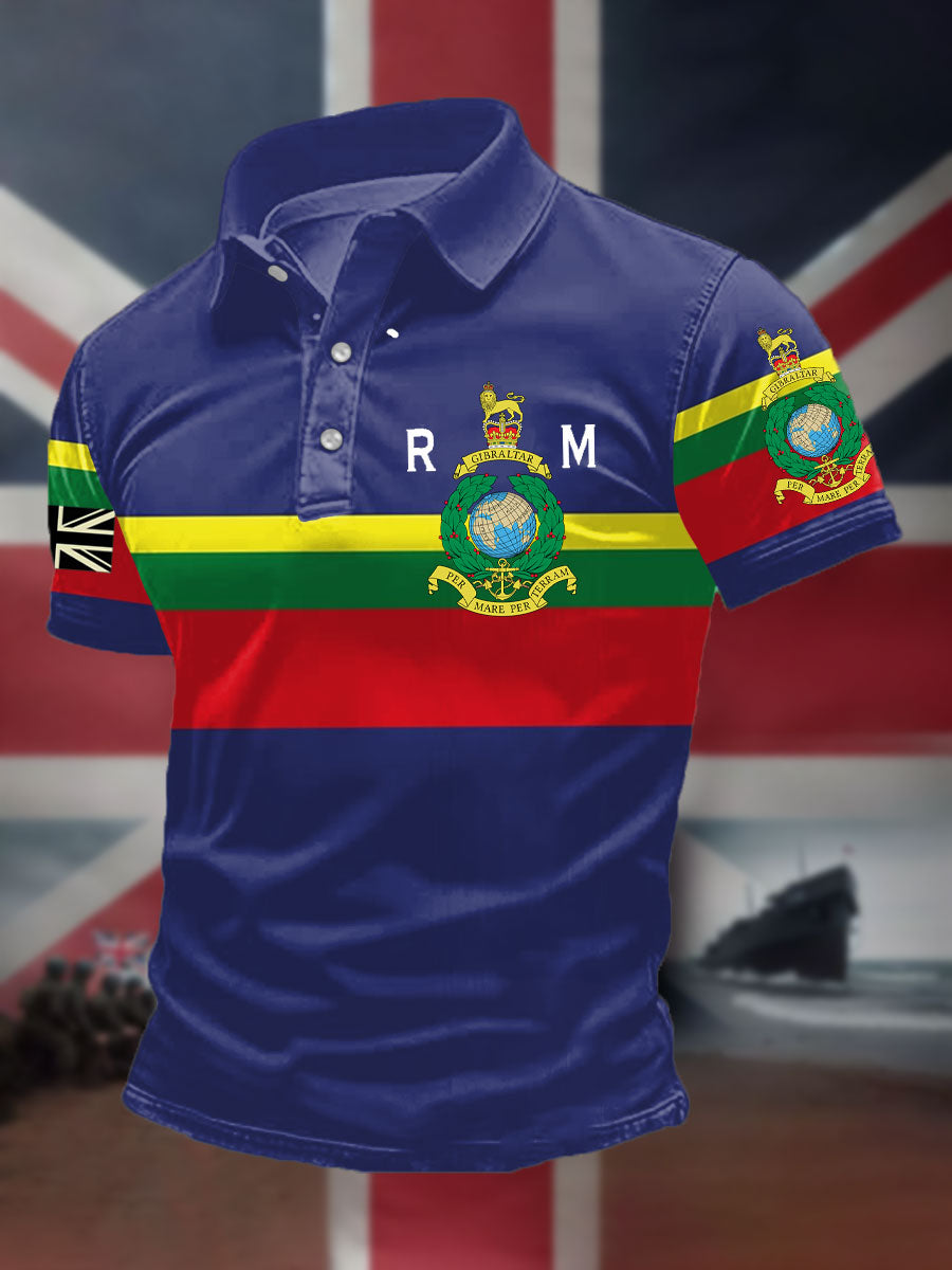 Men's Navy Veteran Marines Printed Casual Tops