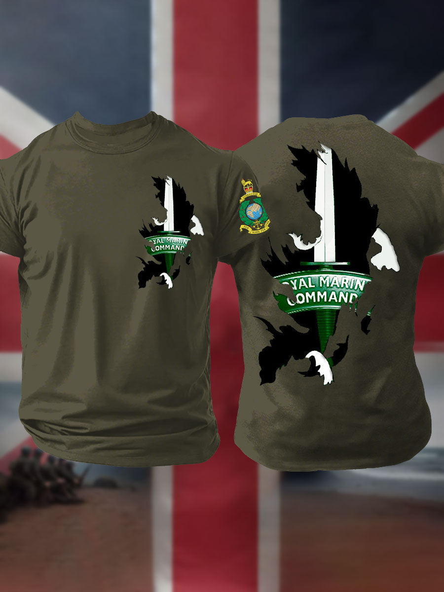Men's Navy Veteran Marines Commando Printed T-shirt