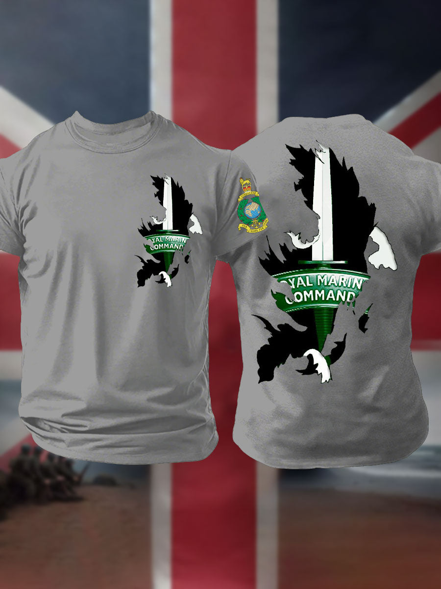 Men's Navy Veteran Marines Commando Printed T-shirt