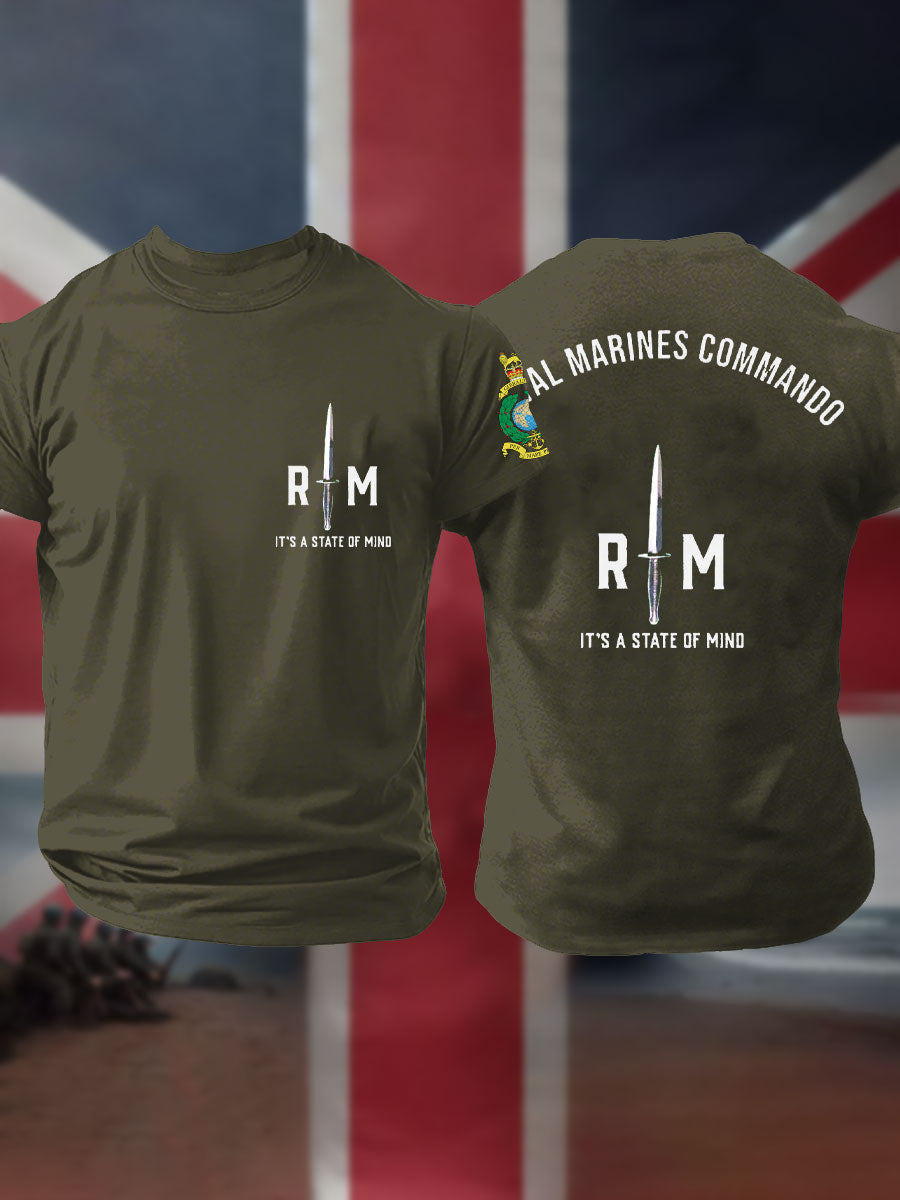 Men's Navy Veteran Marines Commando Printed T-shirt