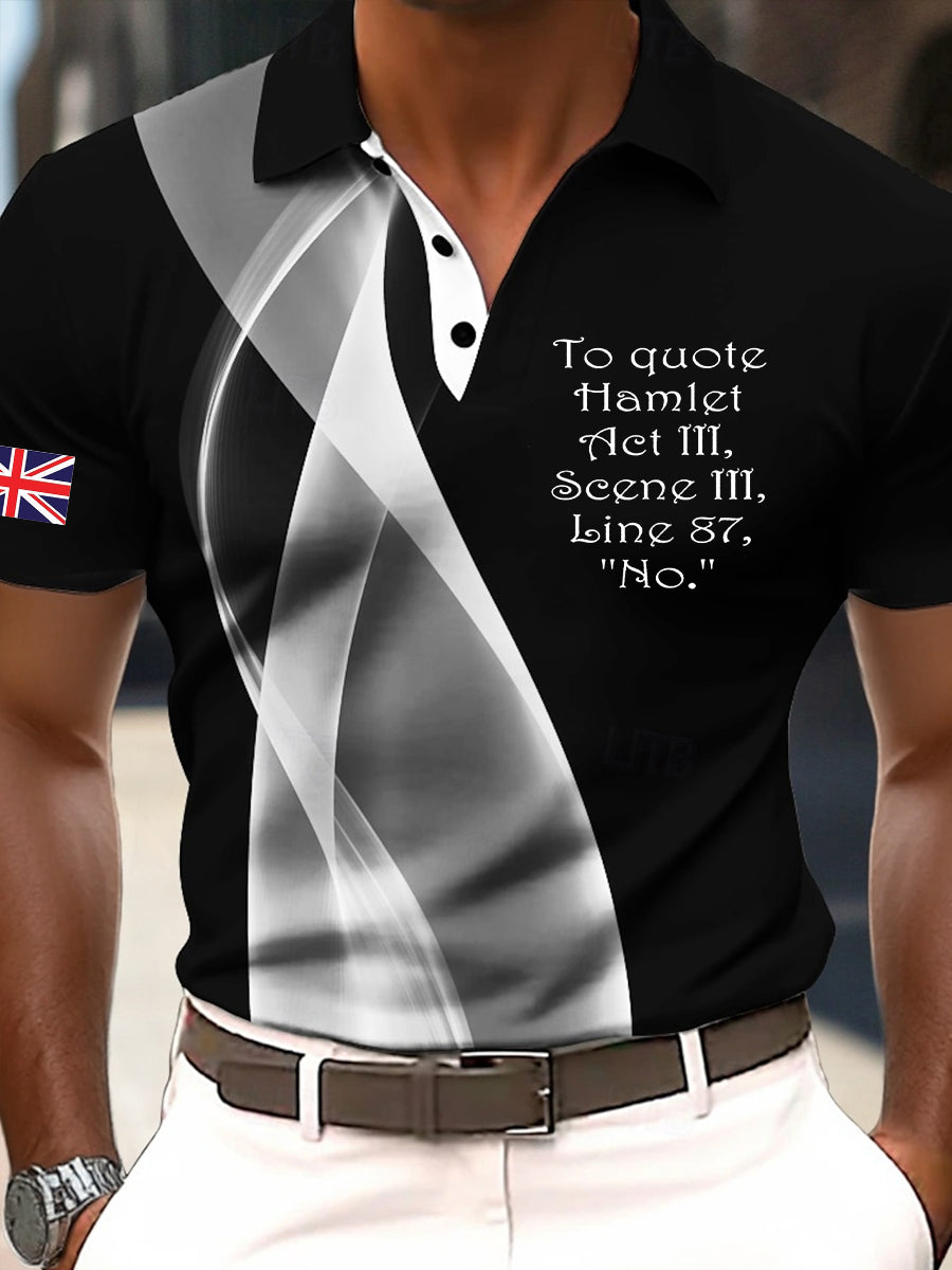 Men's Funny Quote English Flag Print Casual  Short Sleeve Top