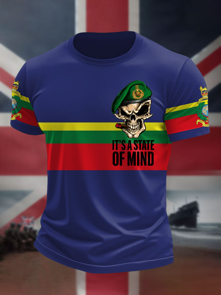 Men's Navy Veteran Marines Printed T-shirt