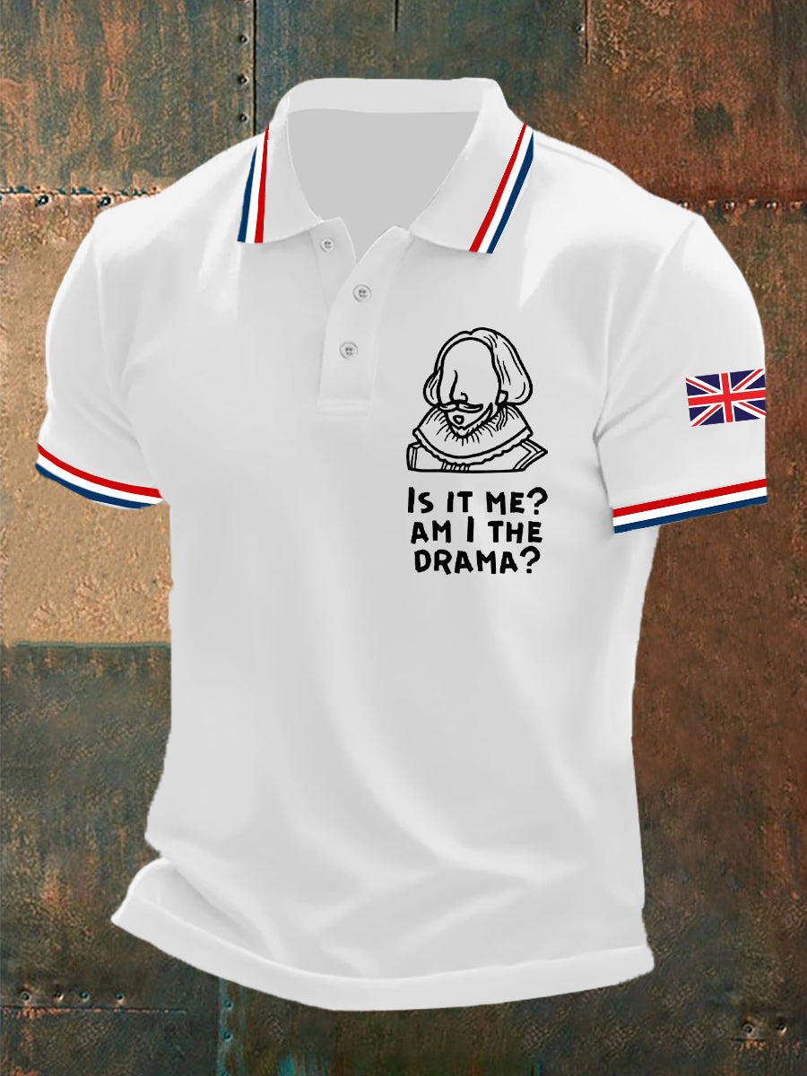 Men's Funny  Quote English Flag Print Casual Short Sleeve Top