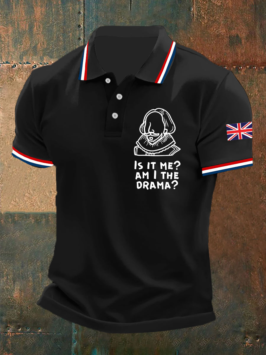 Men's Funny  Quote English Flag Print Casual Short Sleeve Top