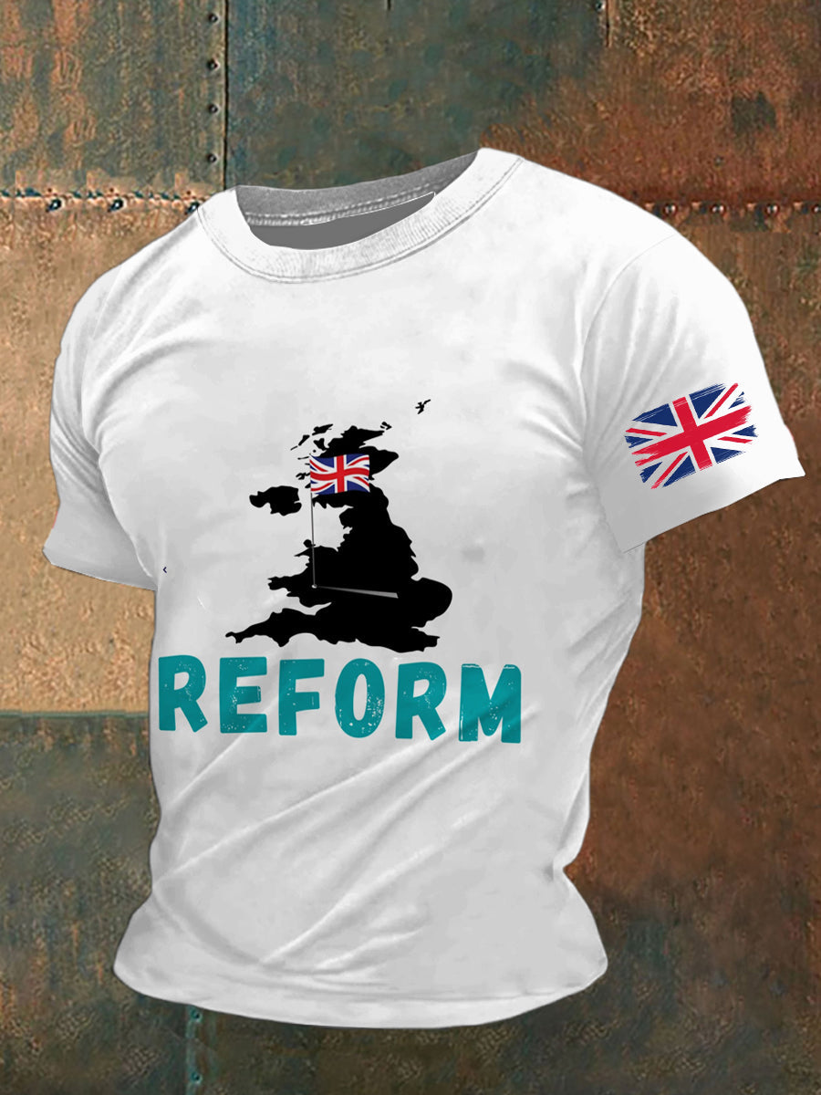 Uk Reform Party Printed Vintage Fashion Loose Short Sleeve T-Shirt