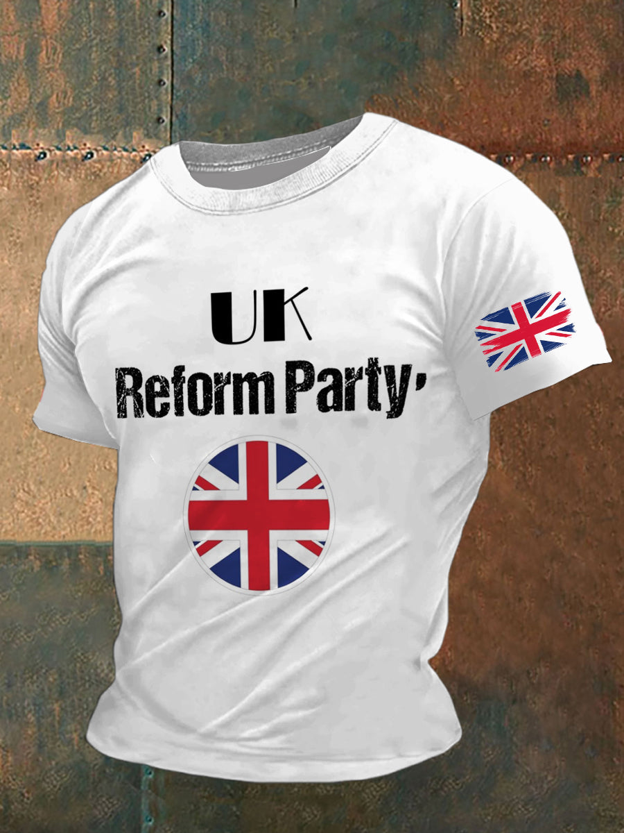 Uk Reform Party Printed Vintage Fashion Loose Short Sleeve T-Shirt