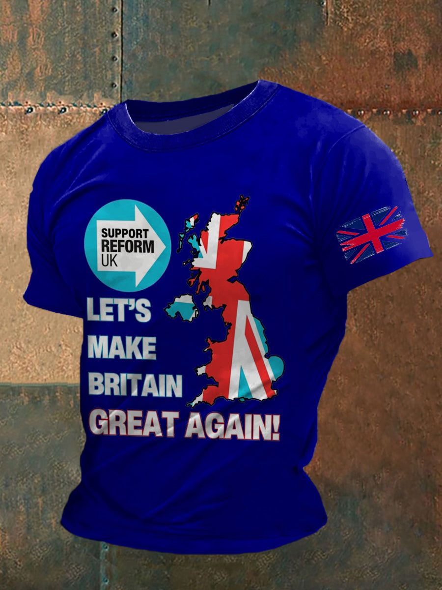 Uk Reform Party Printed Vintage Fashion Loose Short Sleeve T-Shirt