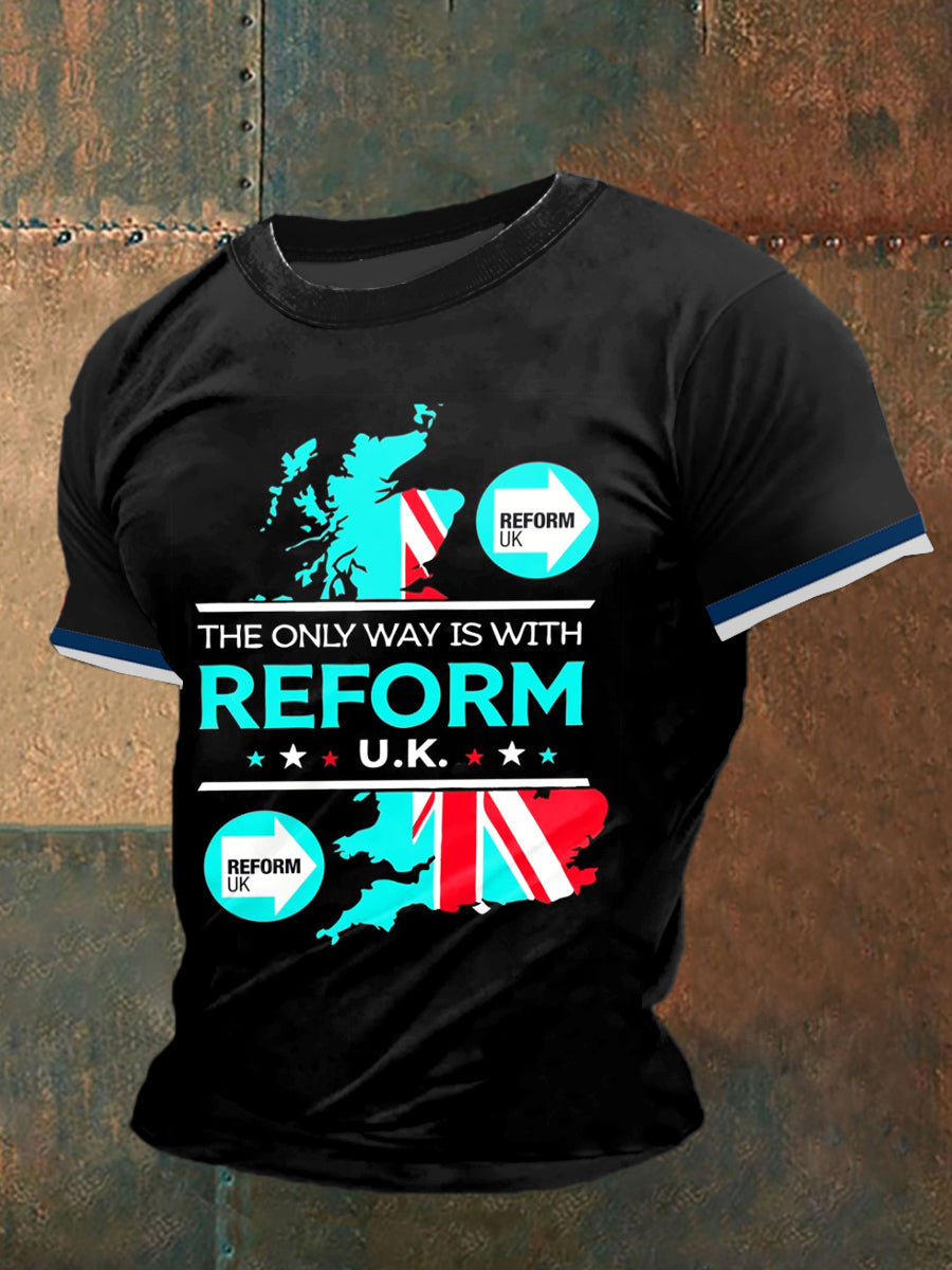 Uk Reform Party Printed Vintage Fashion Loose Short Sleeve T-Shirt
