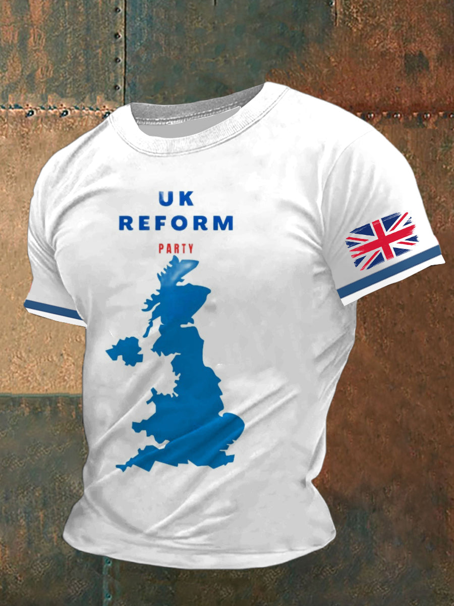 Uk Reform Party Printed Vintage Fashion Loose Short Sleeve T-Shirt