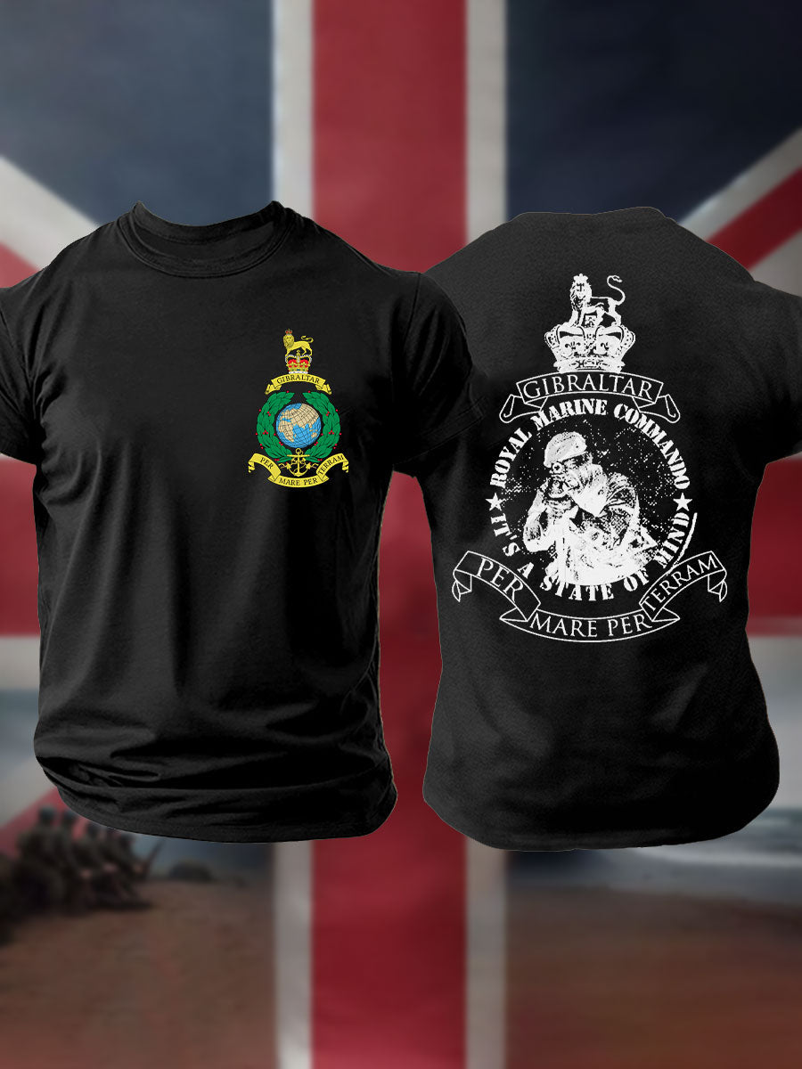 Men's Navy Veteran Marines Commando Printed T-shirt