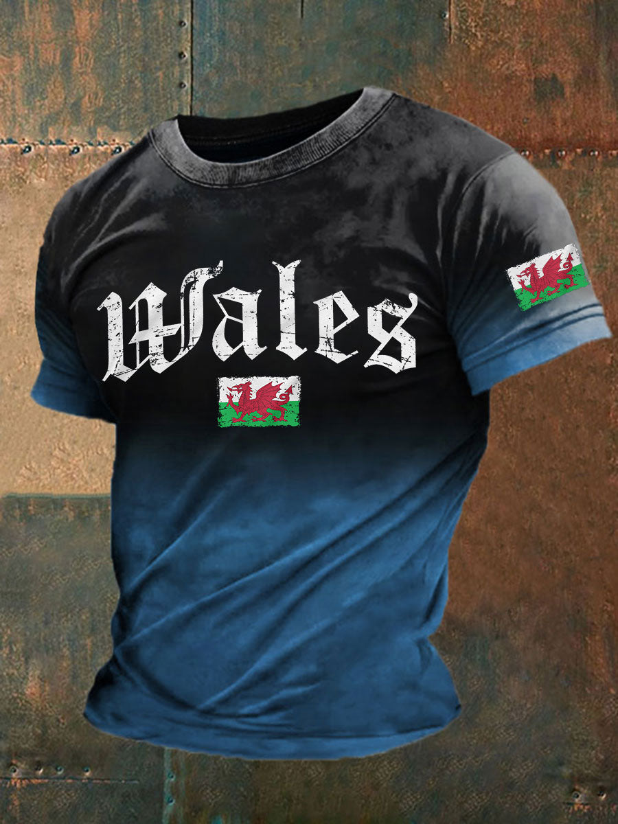 Men's Welsh Print Casual T-shirt