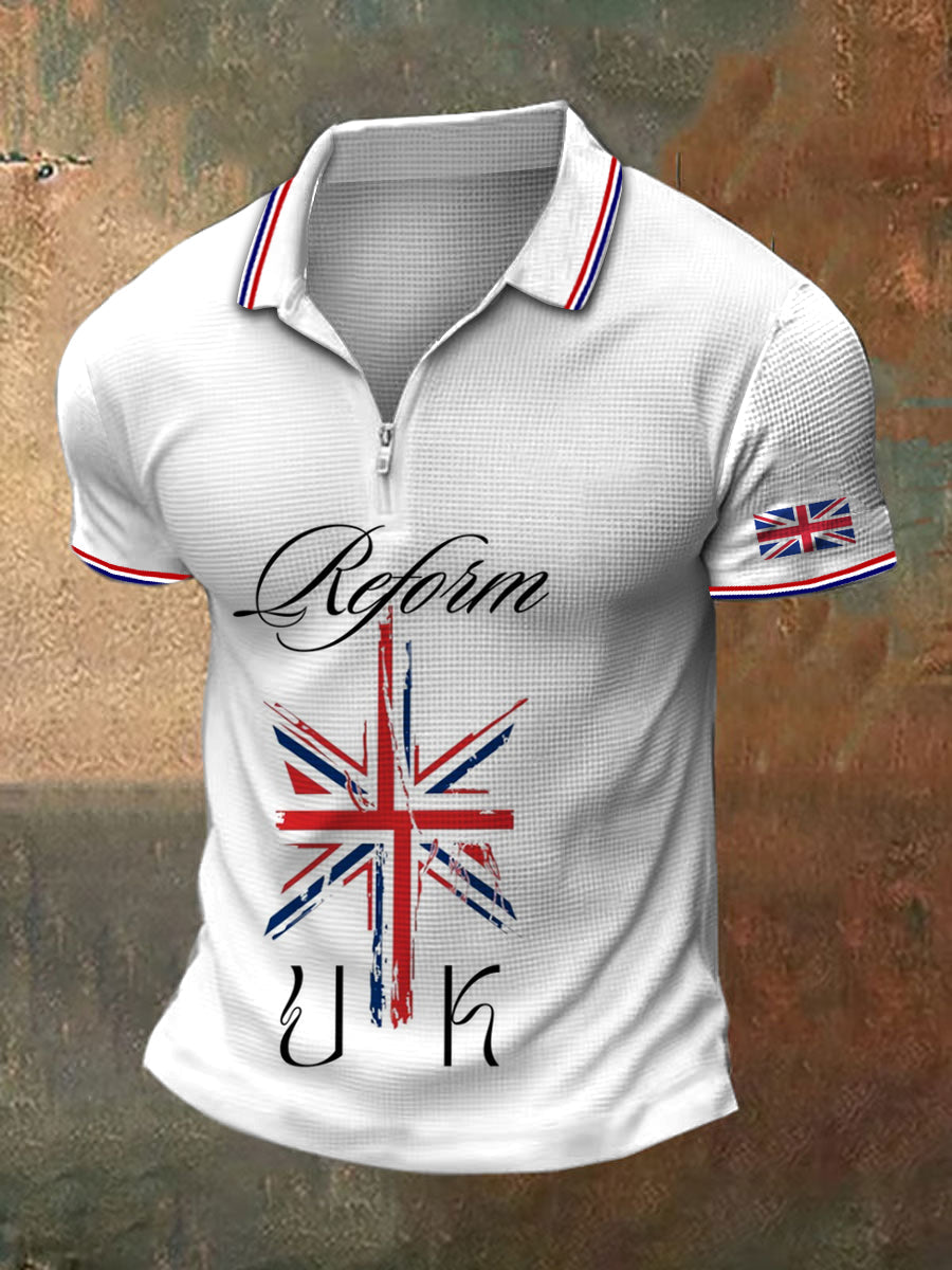 Men's UK Reform Party Print Polo Collar Casual Short Sleeved Shirt