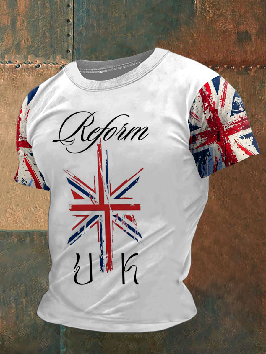 UK Reform Party Printed Vintage Fashion Loose Short Sleeve T-Shirt