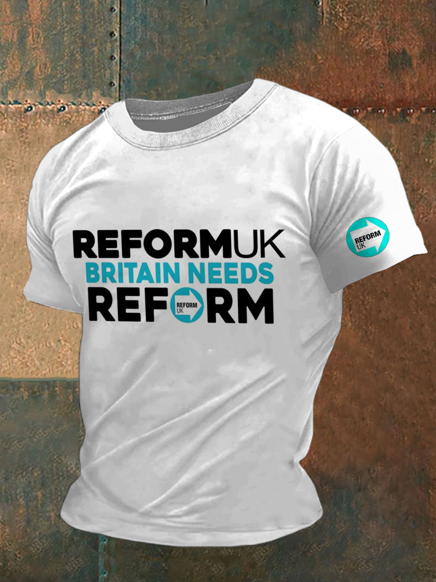 UK Reform Party Printed Vintage Fashion Loose Short Sleeve T-Shirt