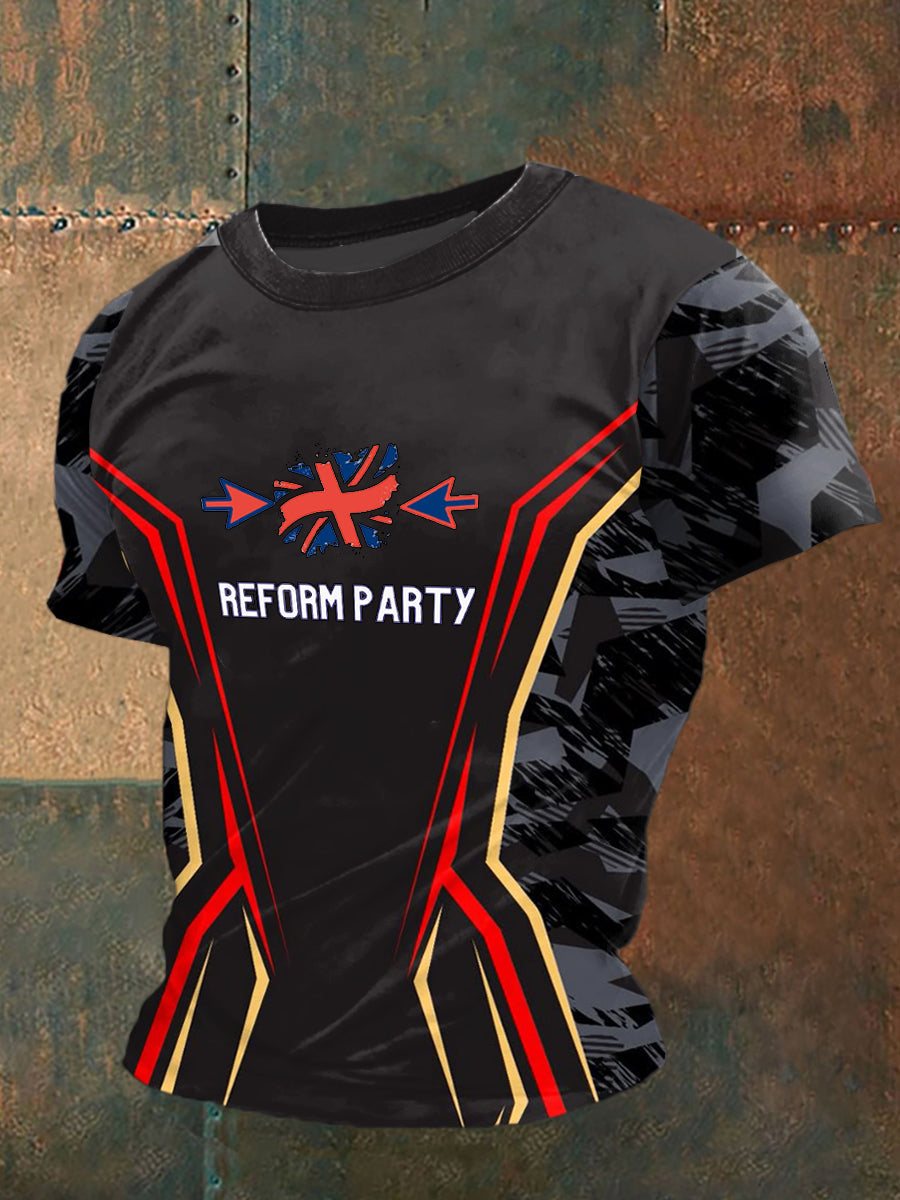 UK Reform Party Printed Vintage Fashion Loose Short Sleeve T-Shirt