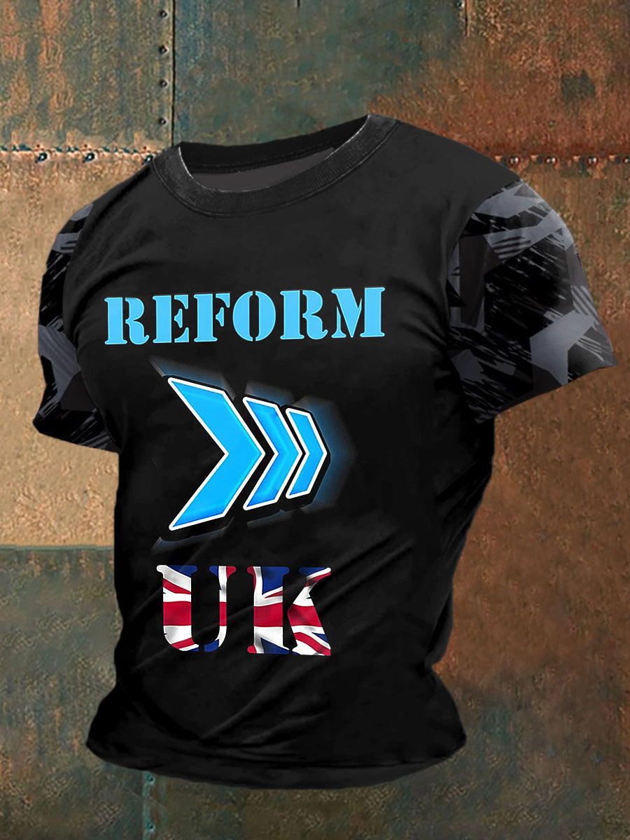 UK Reform Party Printed Vintage Fashion Loose Short Sleeve T-Shirt