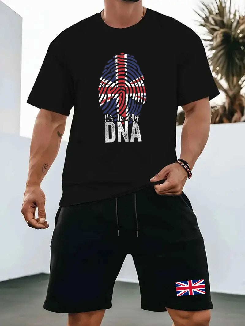 Men's UK Flag Print T-shirt And Shorts Set