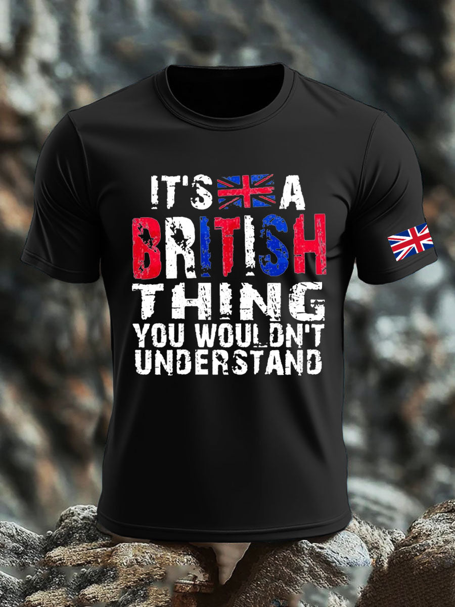 Men's UK Flag Pride Patriotic Printed T-shirt