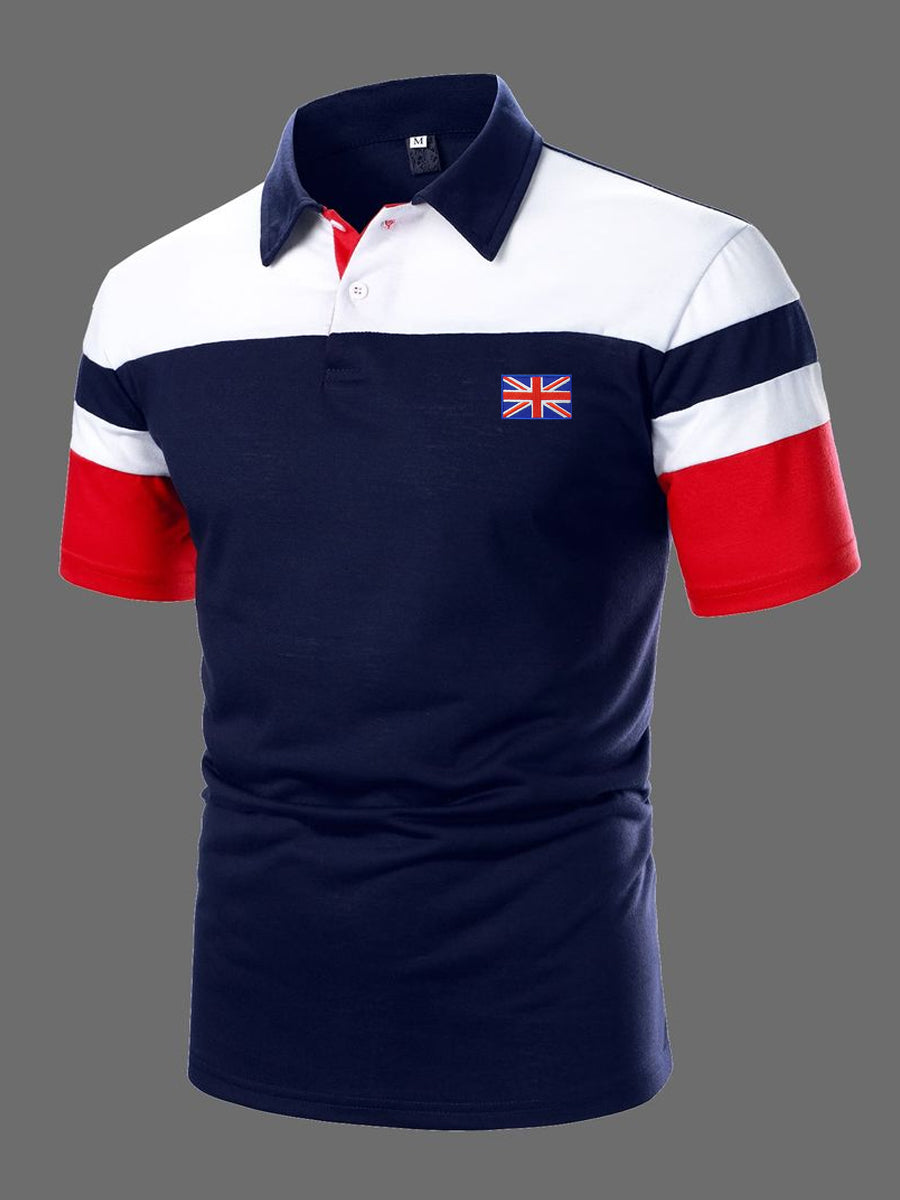 Men's UK Flag Colorblock Print Casual Top