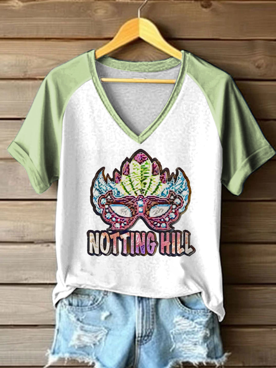 Women's Notting Hill Carnival  Printed Casual V-neck T-shirt