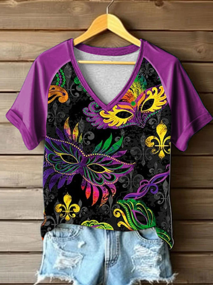 Women's Notting Hill Carnival  Printed Casual V-neck T-shirt