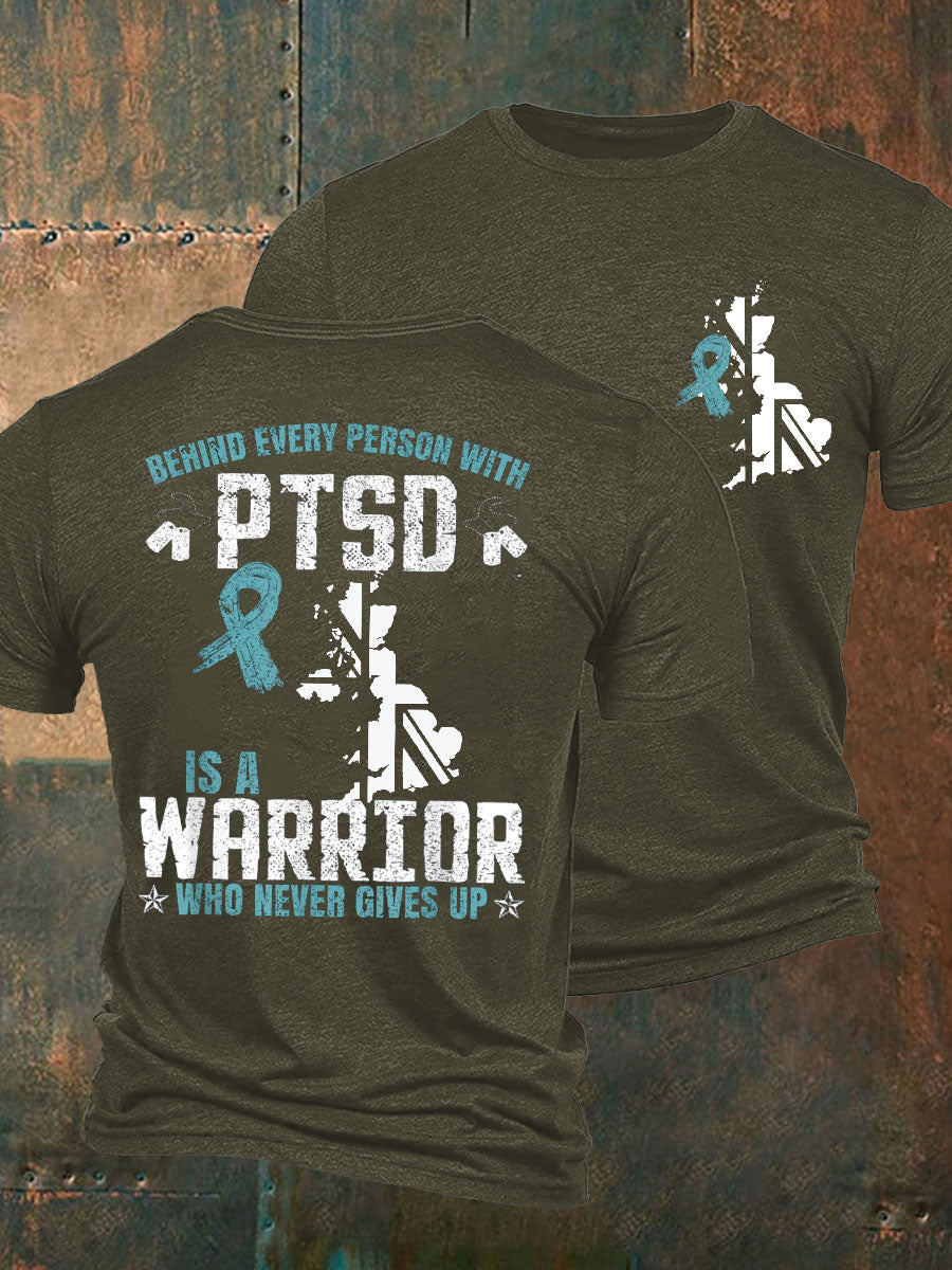 Men's PTSD Awareness Veteran Printed T-shirt