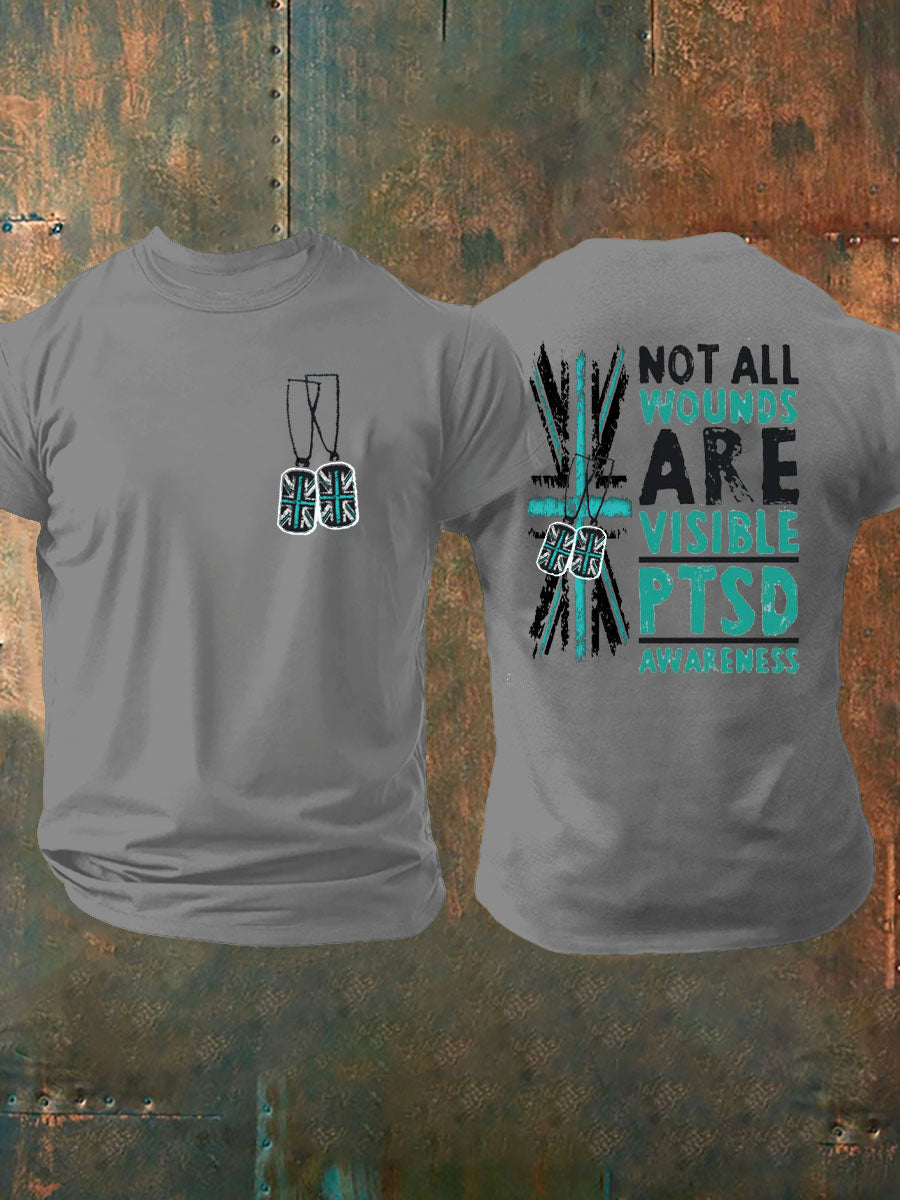 Men's UK PTSD Awareness Veteran Printed T-shirt