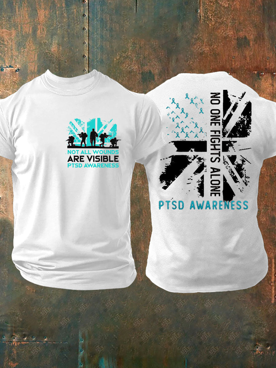Men's PTSD Awareness Veteran Printed T-shirt