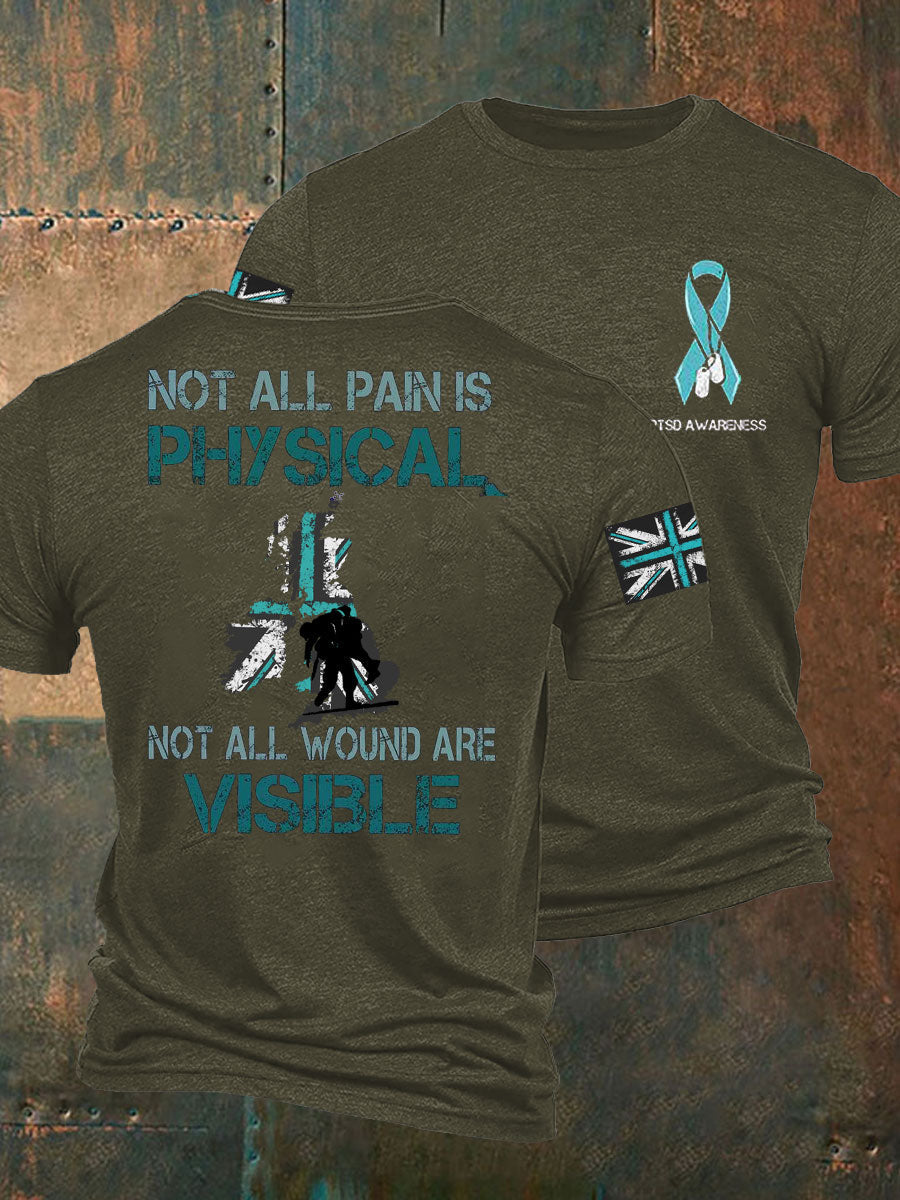 Men's PTSD Awareness Veteran Printed T-shirt