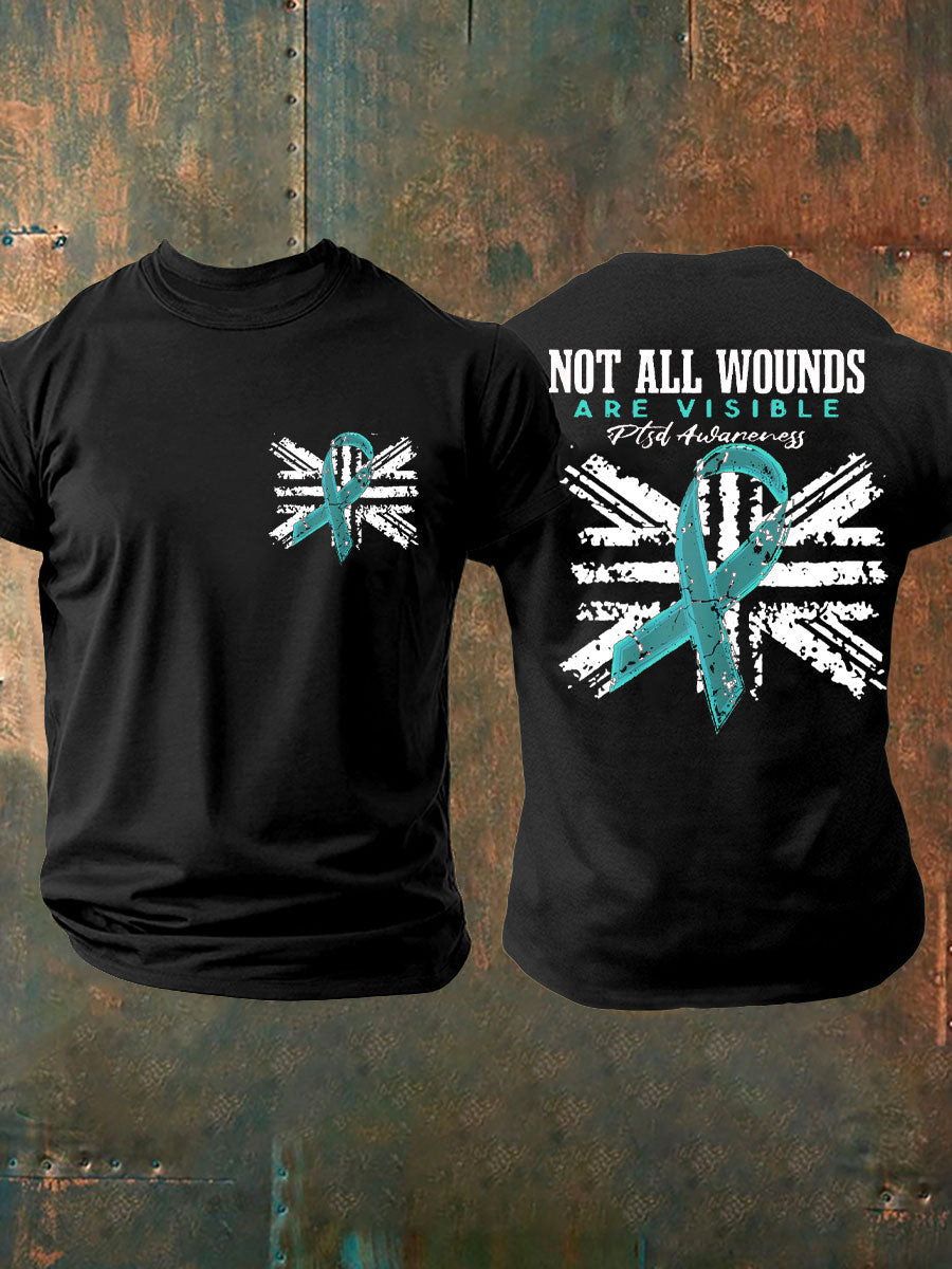 Men's PTSD Awareness Veteran Printed T-shirt