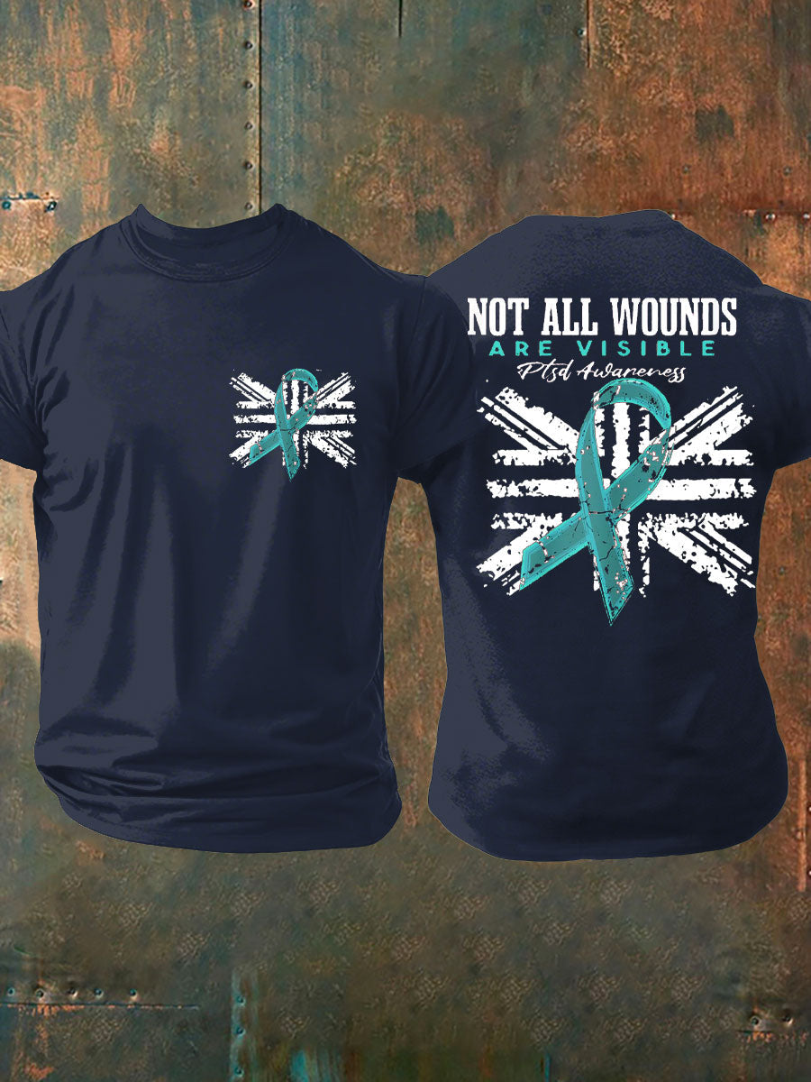 Men's PTSD Awareness Veteran Printed T-shirt