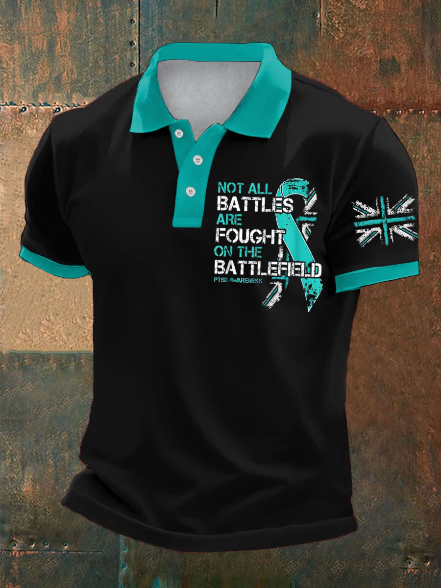 Men's PTSD Awareness Veteran Printed Casual Tops