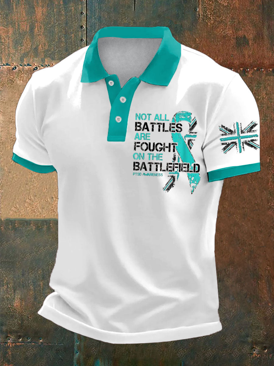 Men's PTSD Awareness Veteran Printed Casual Tops