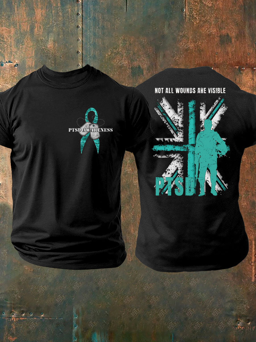 Men's PTSD Awareness Veteran Printed T-shirt