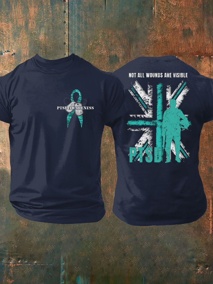 Men's PTSD Awareness Veteran Printed T-shirt