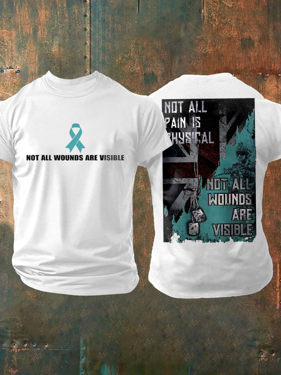 Men's PTSD Awareness Veteran Printed T-shirt