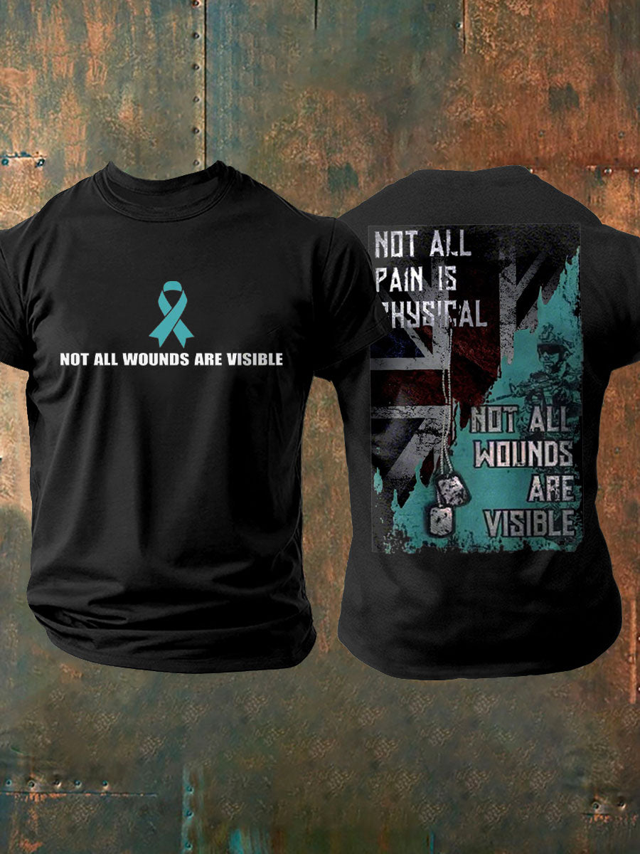 Men's PTSD Awareness Veteran Printed T-shirt