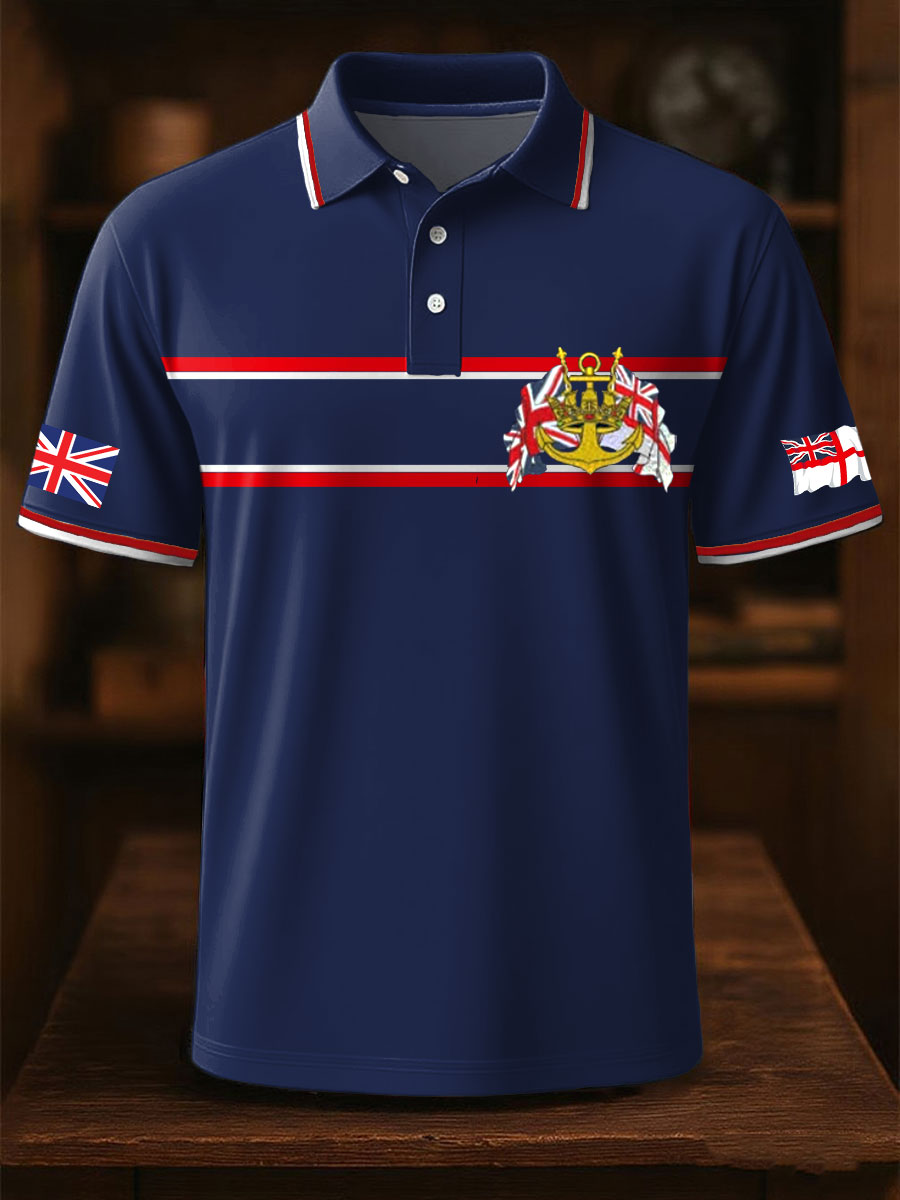 Men's Navy Veteran Printed Casual Tops