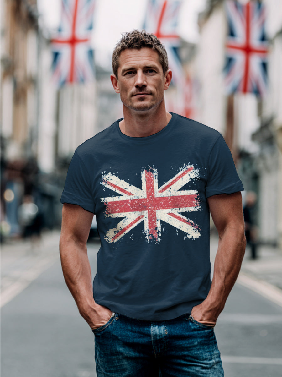 Men's UK Flag Print Casual Tee