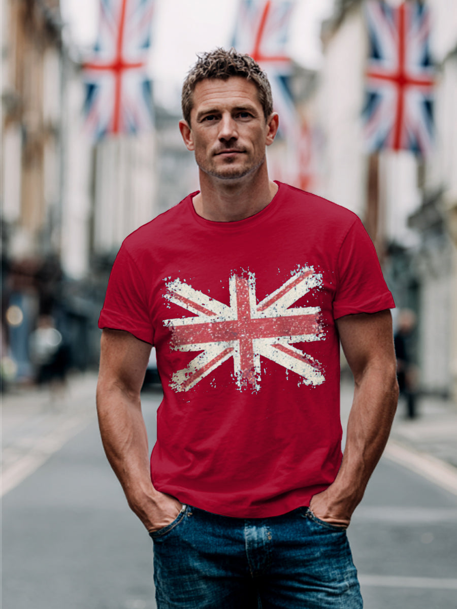 Men's UK Flag Print Casual Tee