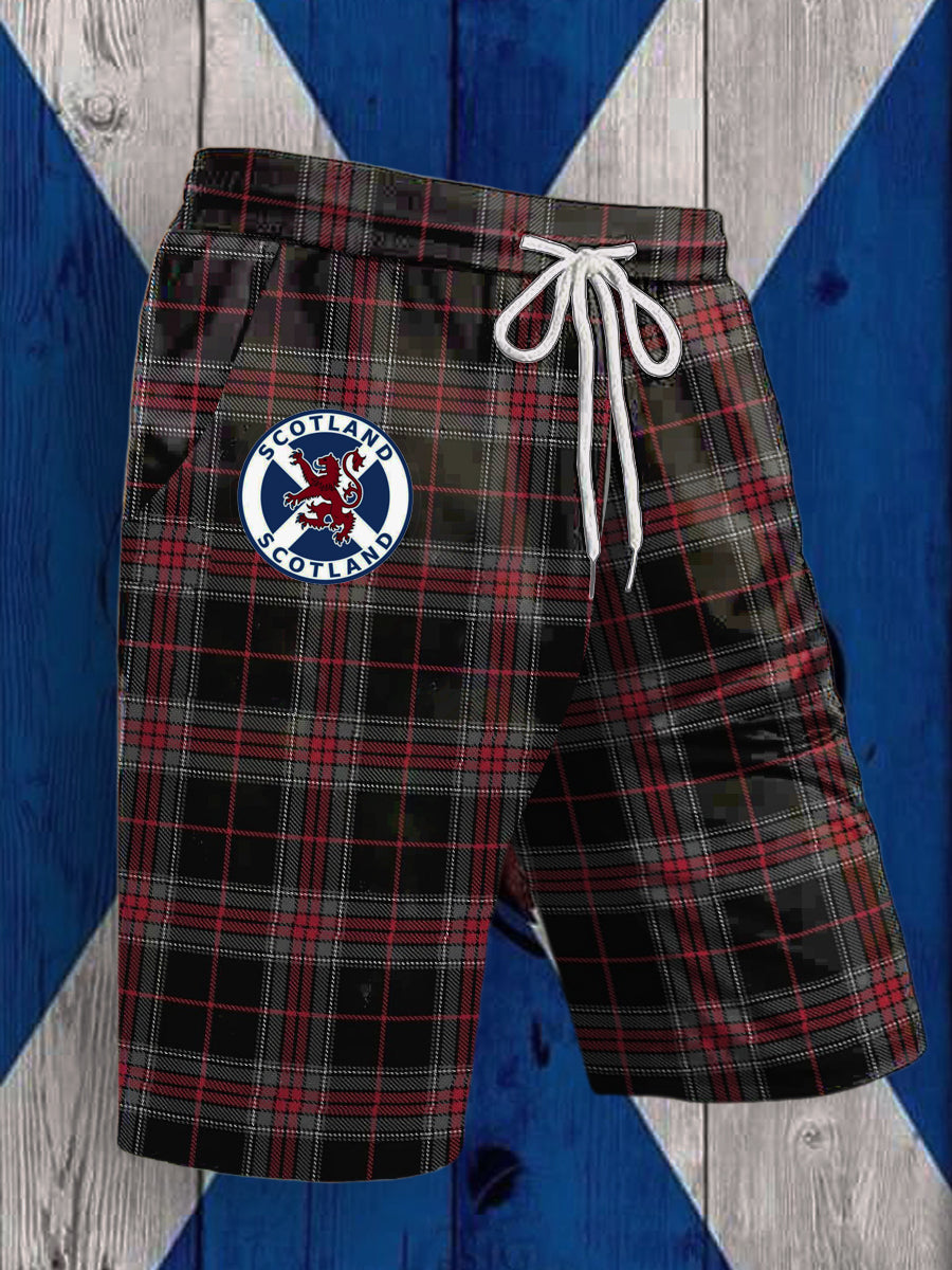 Men's Scotland Tartan Printed Drawstring Shorts