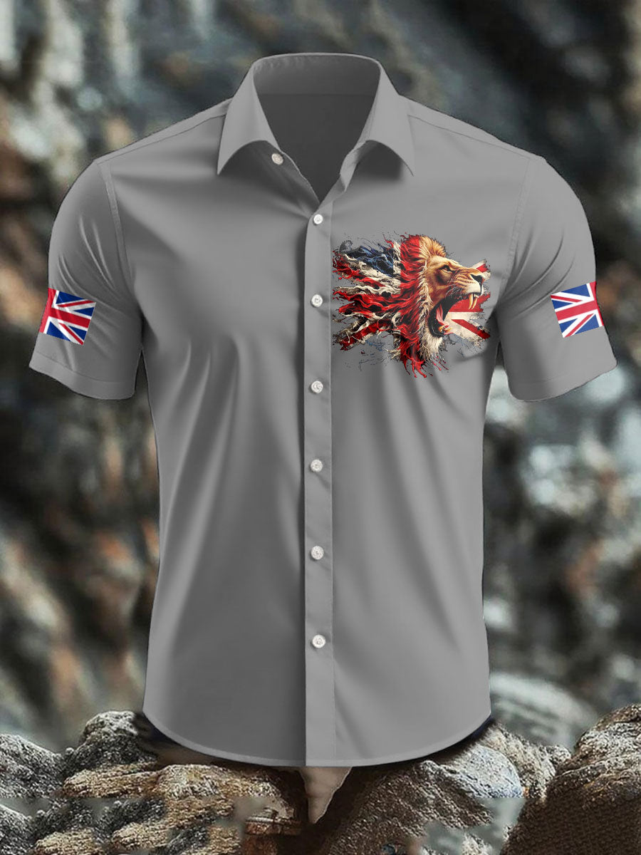 Men's UK Flag Lion Printed Shirt