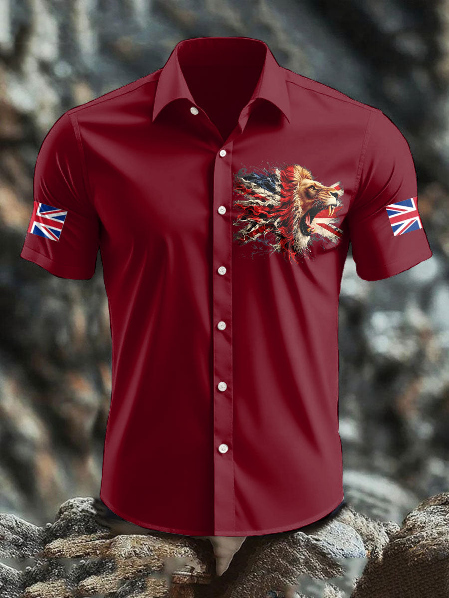 Men's UK Flag Lion Printed Shirt
