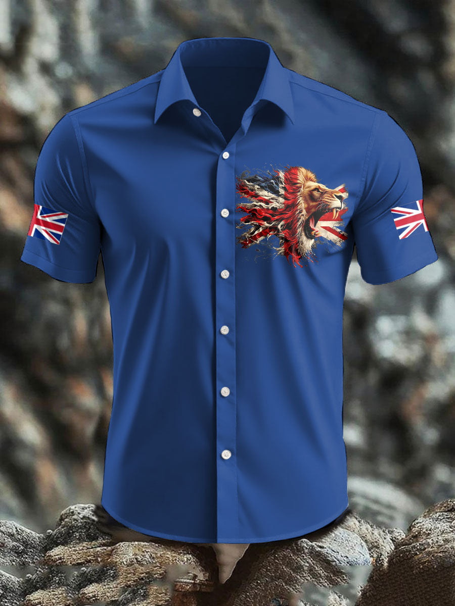 Men's UK Flag Lion Printed Shirt